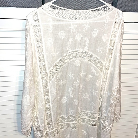 Lounge Beach Poolside Wear Bathing Suit Cover Up. White Lace USA Petsche S M - Picture 3 of 5